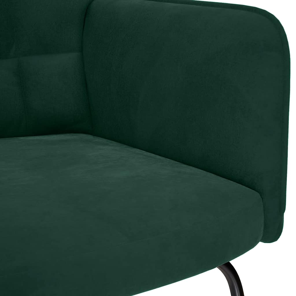 Šūpuļkrēsls ar pufu Dark Green Velvet