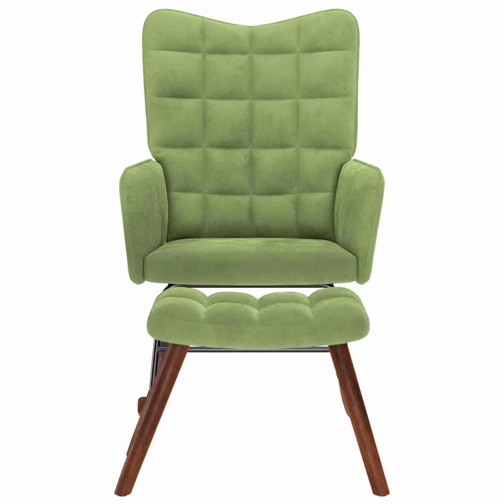 supama kėdė su taburete Light Green Velvet