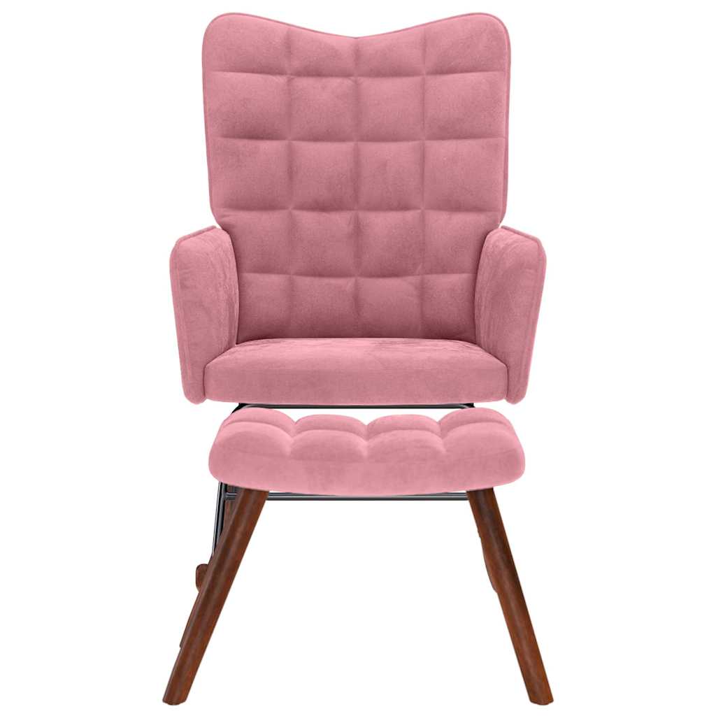 supama kėdė su taburete Pink Velvet
