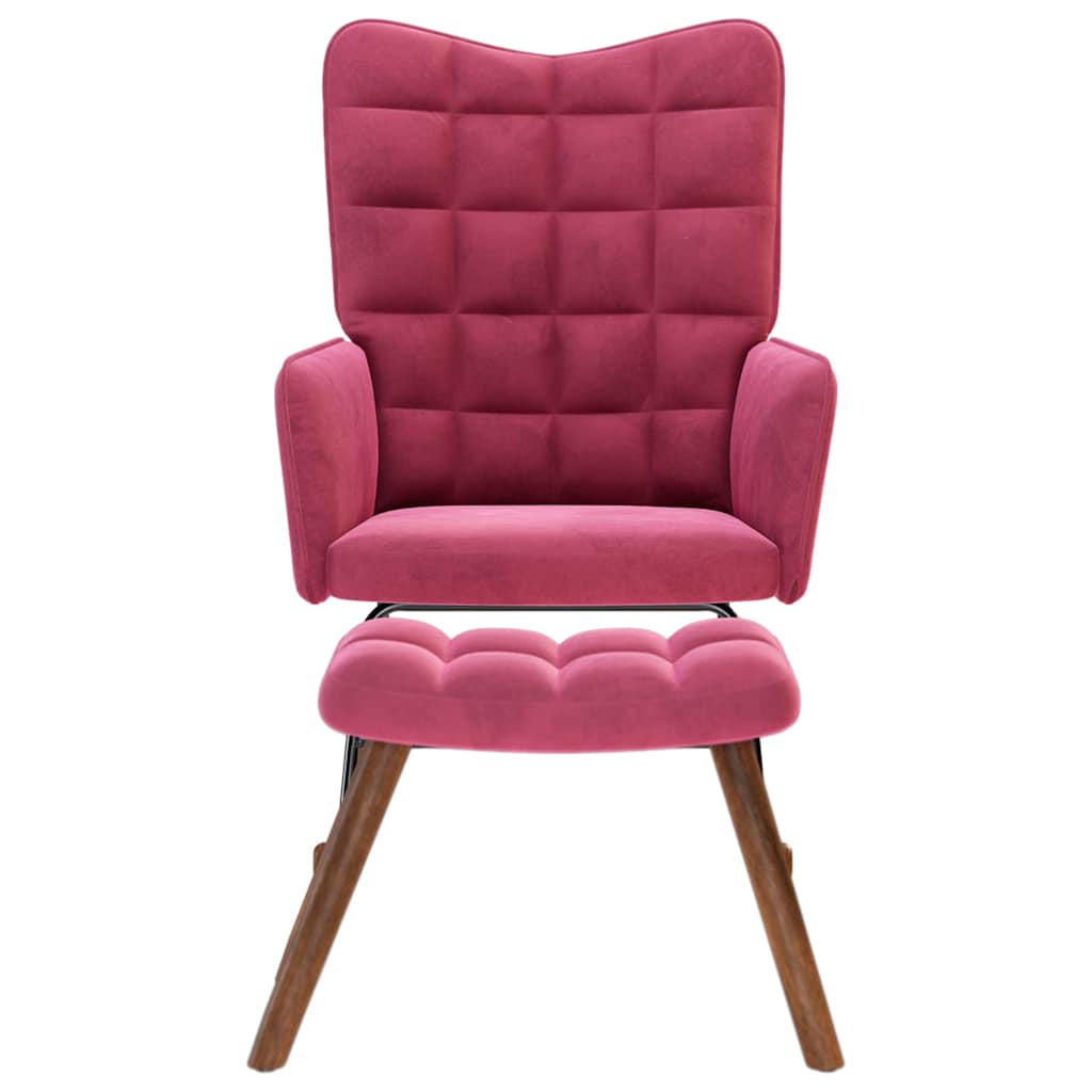 supama kėdė su taburete Wine Red Velvet