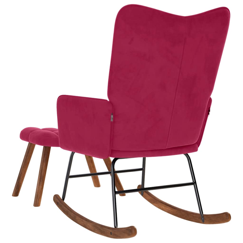 supama kėdė su taburete Wine Red Velvet