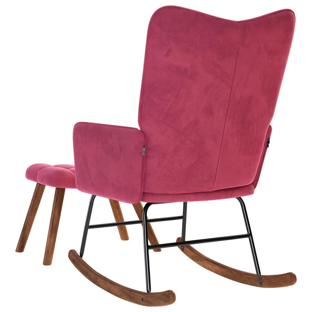 supama kėdė su taburete Wine Red Velvet