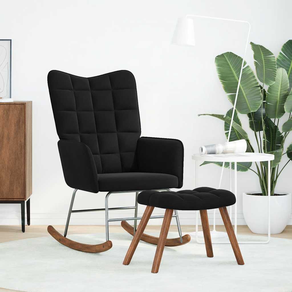 supama kėdė su taburete Black Velvet