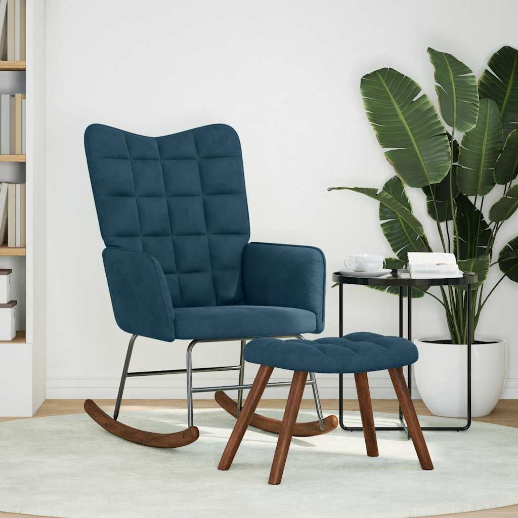 supama kėdė su taburete Blue Velvet