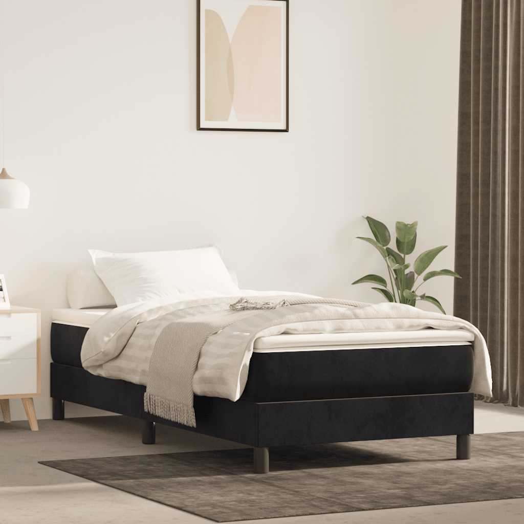 Sprung mattress, black, 100x210x20cm, velvet