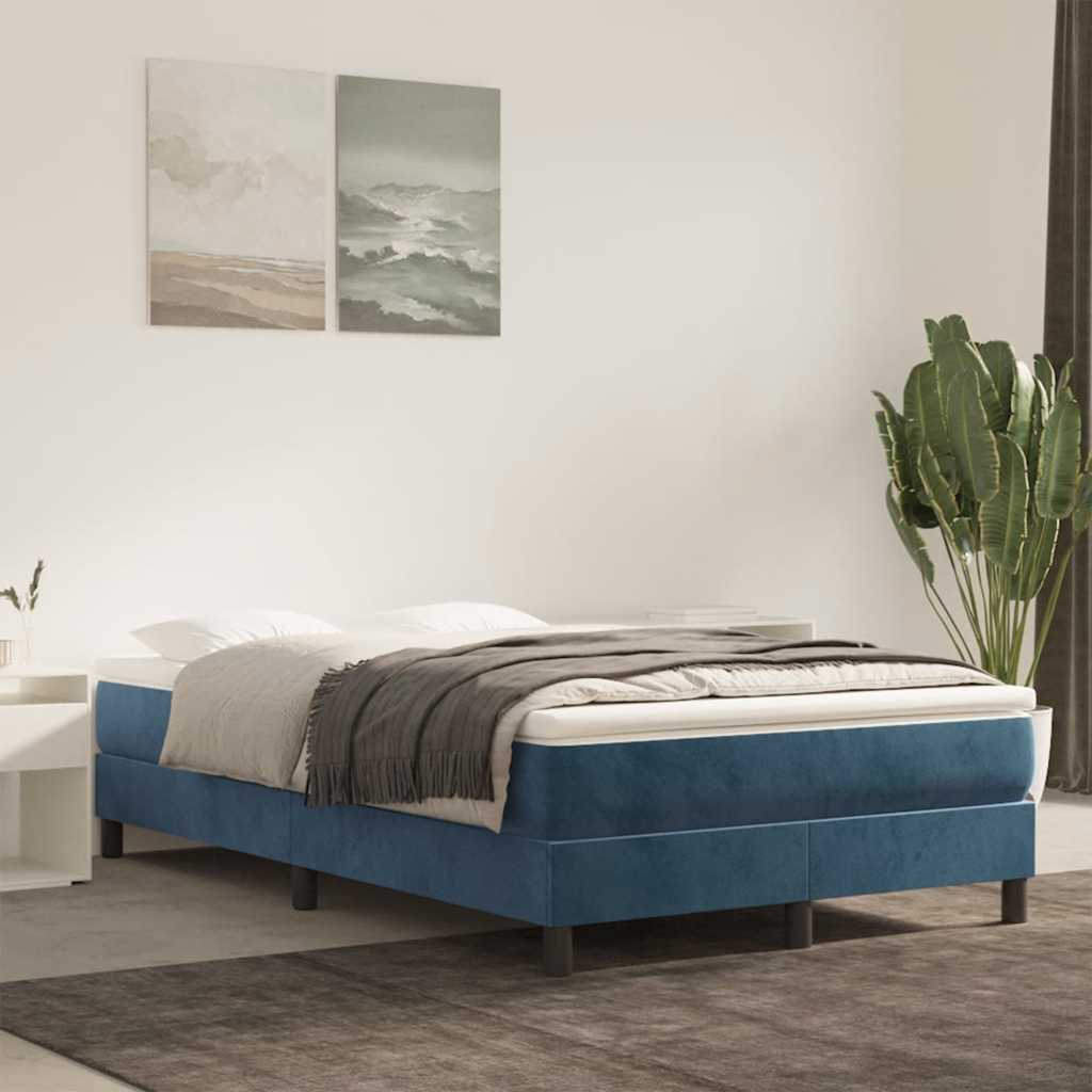 Spring mattress, dark blue, 120x210x20cm, velvet