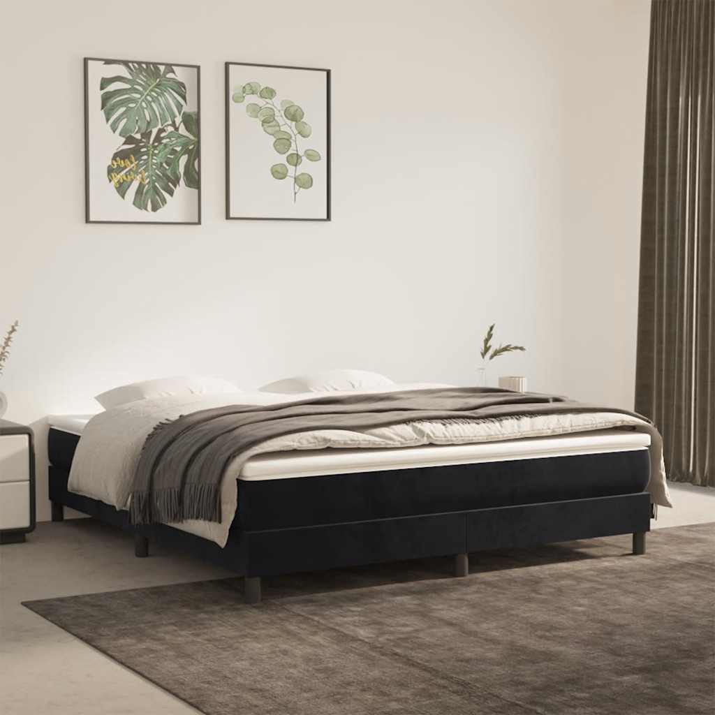 Spring mattress, black, 160x210x20cm, velvet