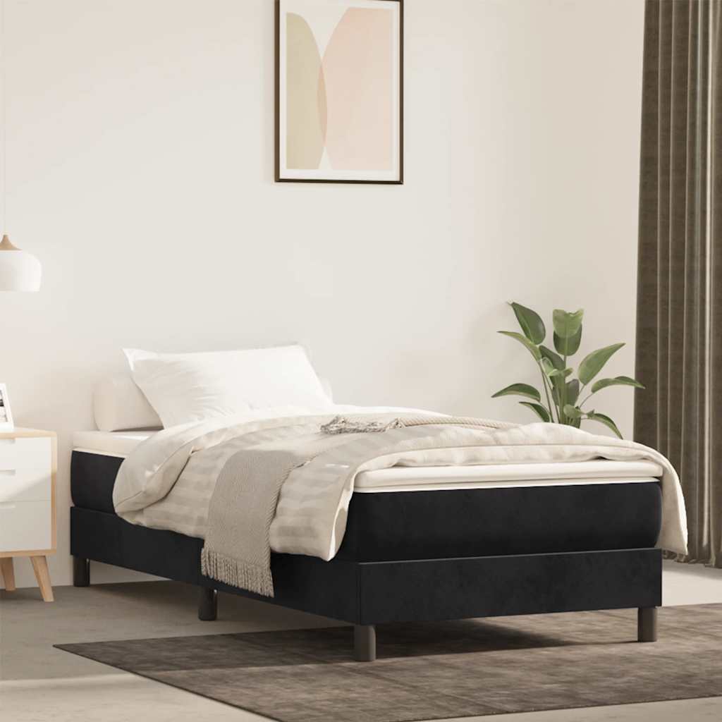Spring mattress, black, 80x220x20cm, velvet