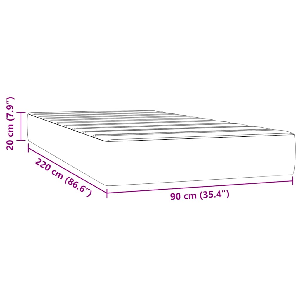 Sprung mattress, dark green, 90x220x20cm, velvet