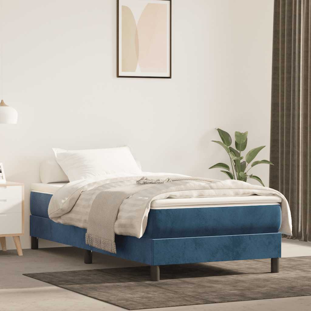 Sprung mattress, dark blue, 100x220x20cm, velvet