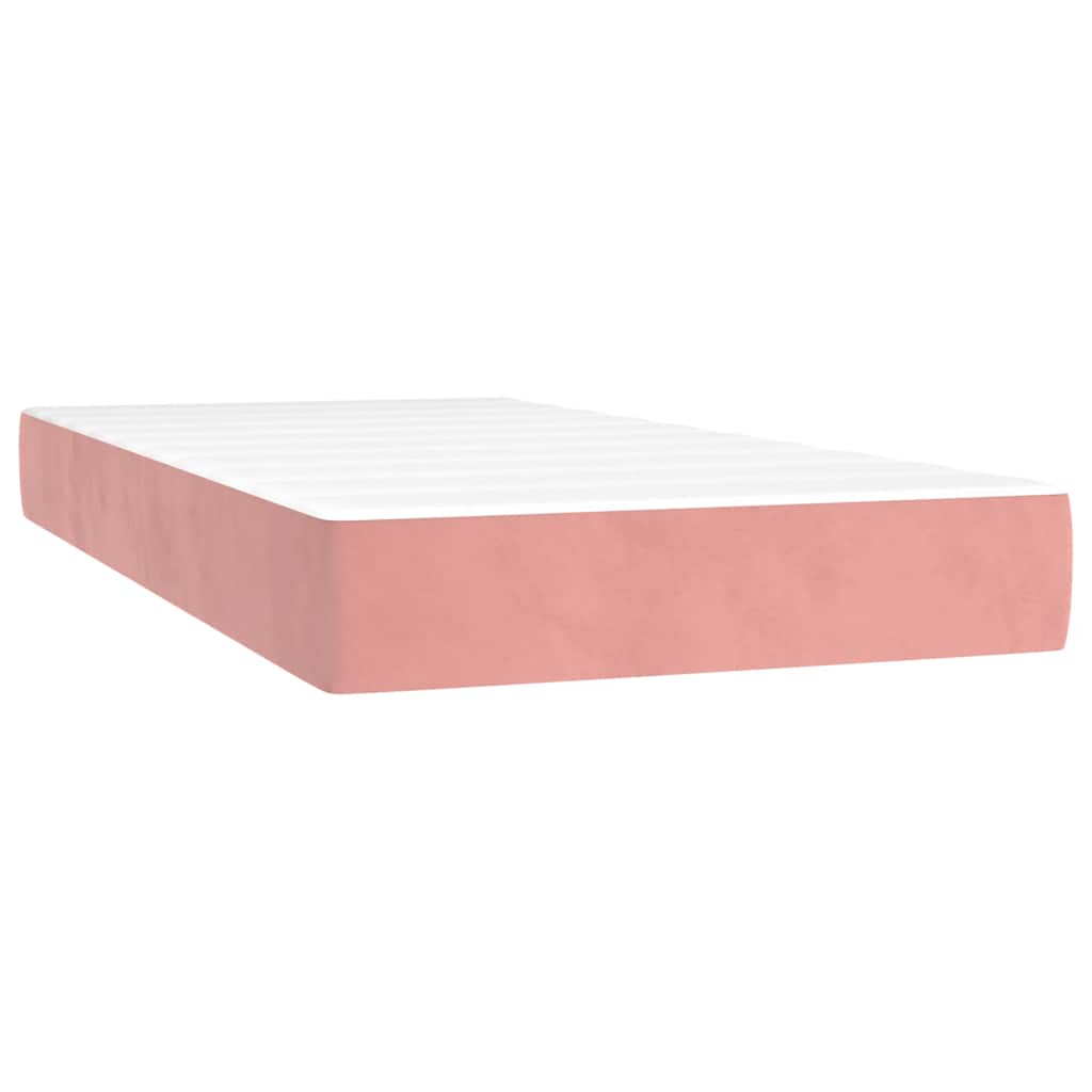 Sprung mattress, pink, 100x220x20cm, velvet