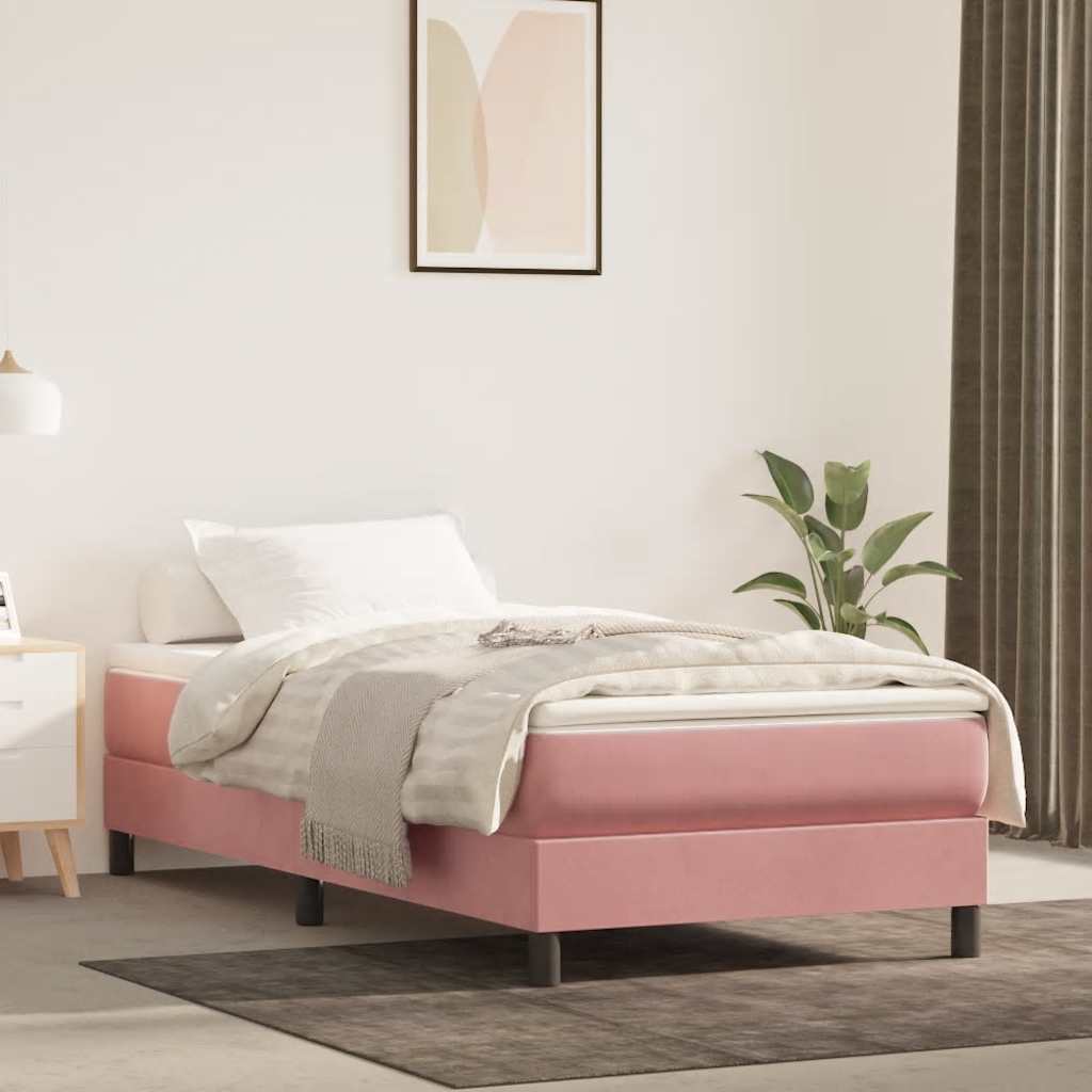Sprung mattress, pink, 100x220x20cm, velvet