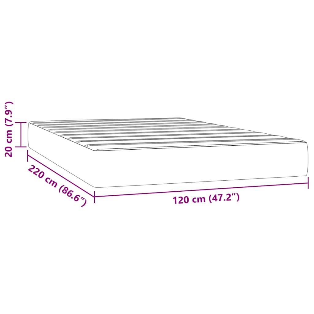 Spring mattress, black, 120x220x20cm, velvet