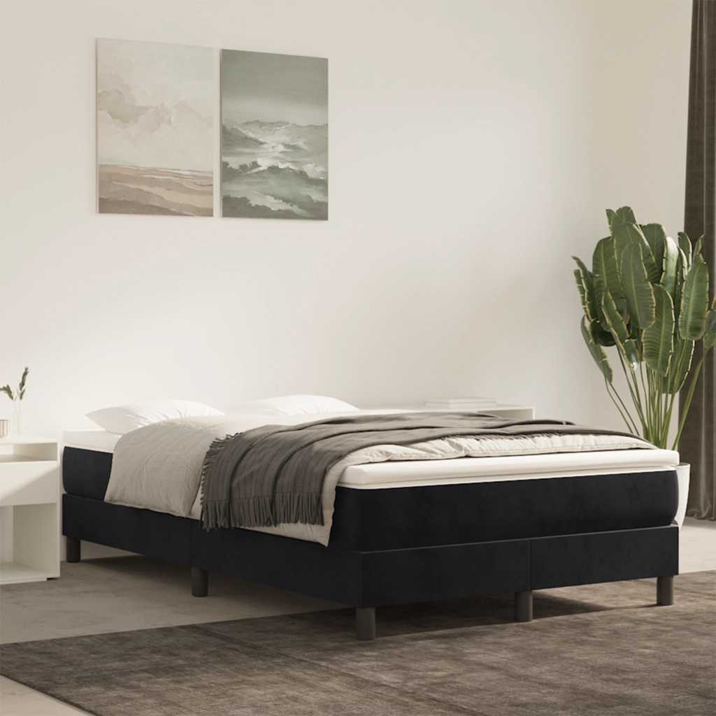 Spring mattress, black, 120x220x20cm, velvet