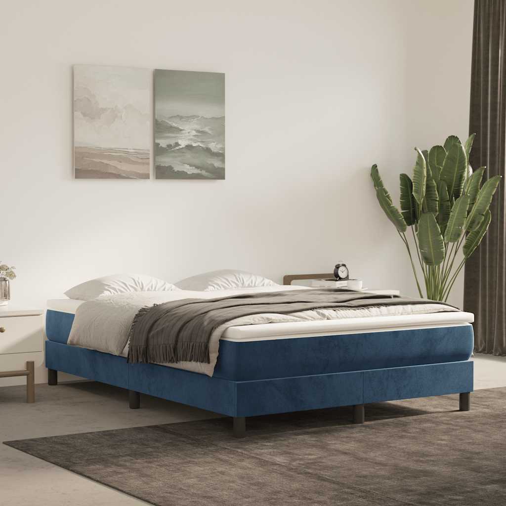 Spring mattress, dark blue, 140x220x20cm, velvet