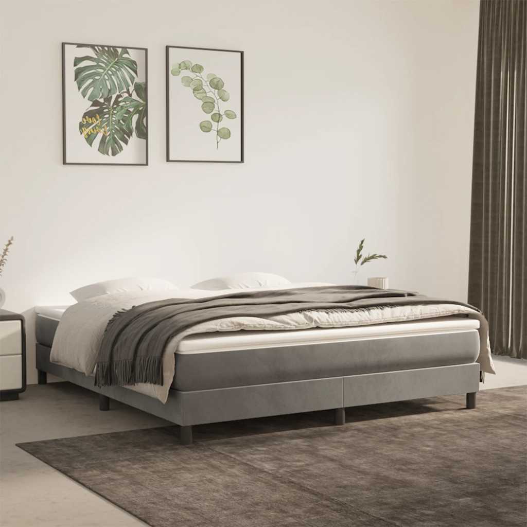 Sprung mattress, light grey, 160x220x20cm, velvet