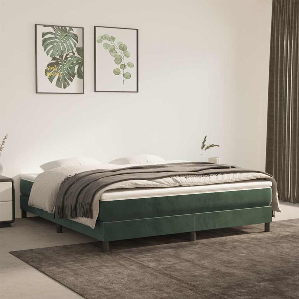 Spring mattress, dark green, 160x220x20cm, velvet