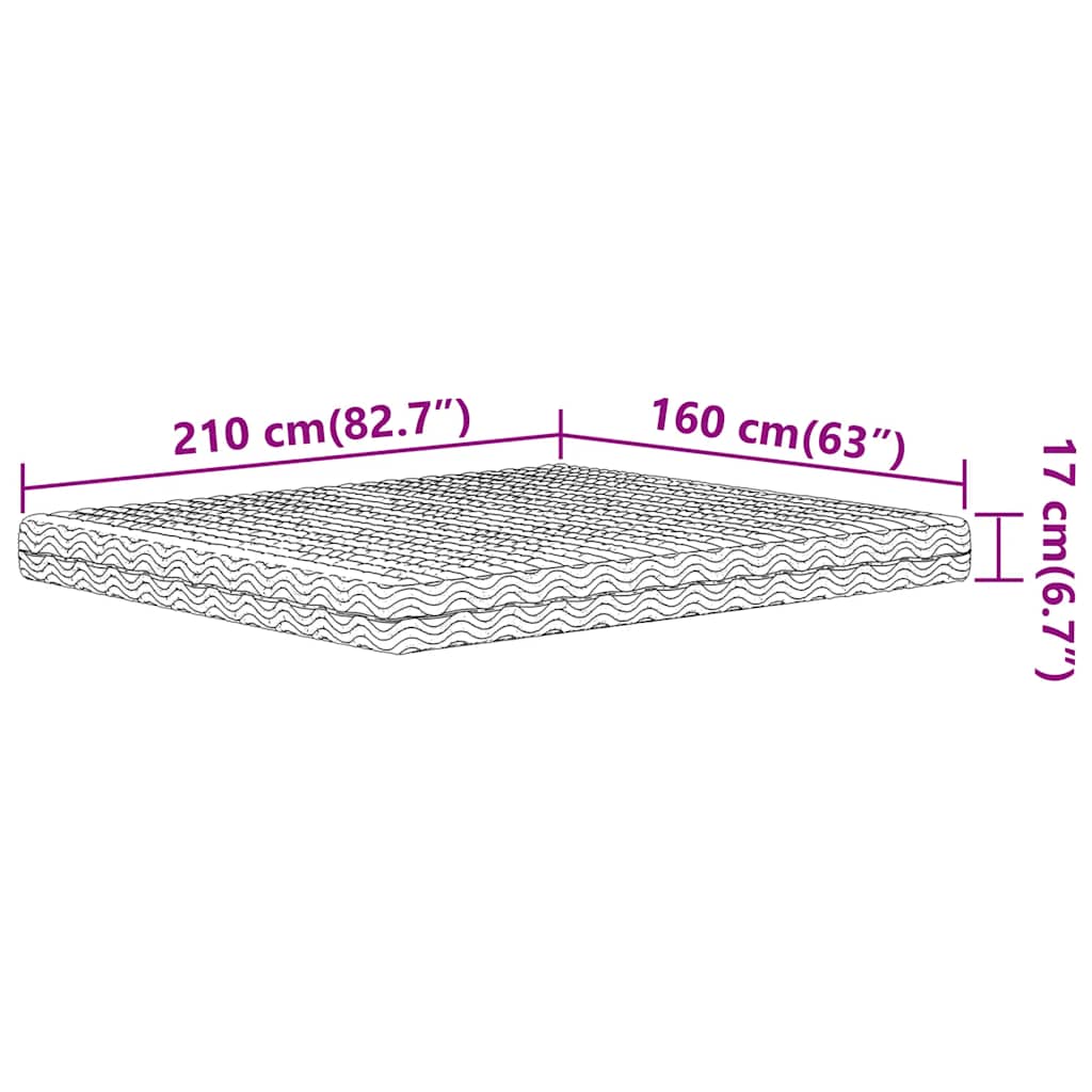 Foam mattress, white, 160x210cm, H2/H3 firmness