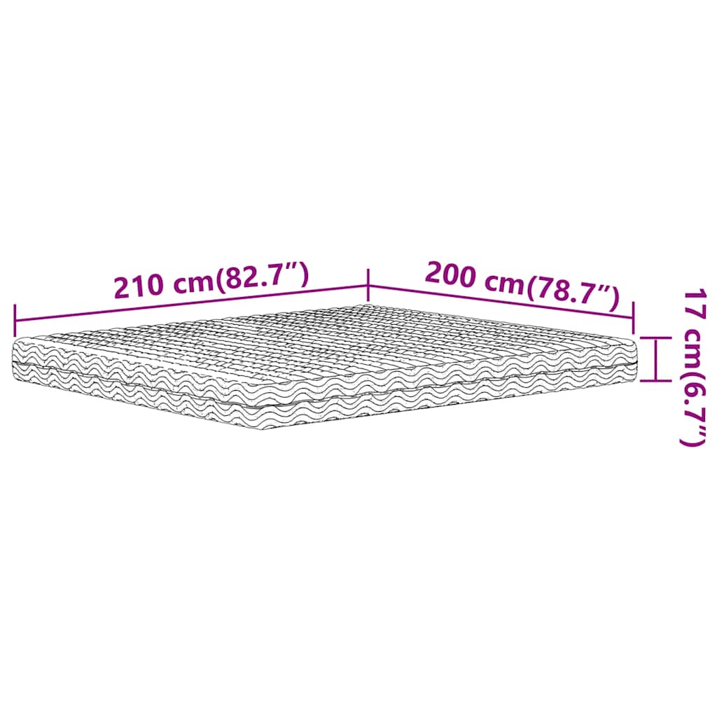 Foam mattress, white, 200x210cm, H2/H3 firmness