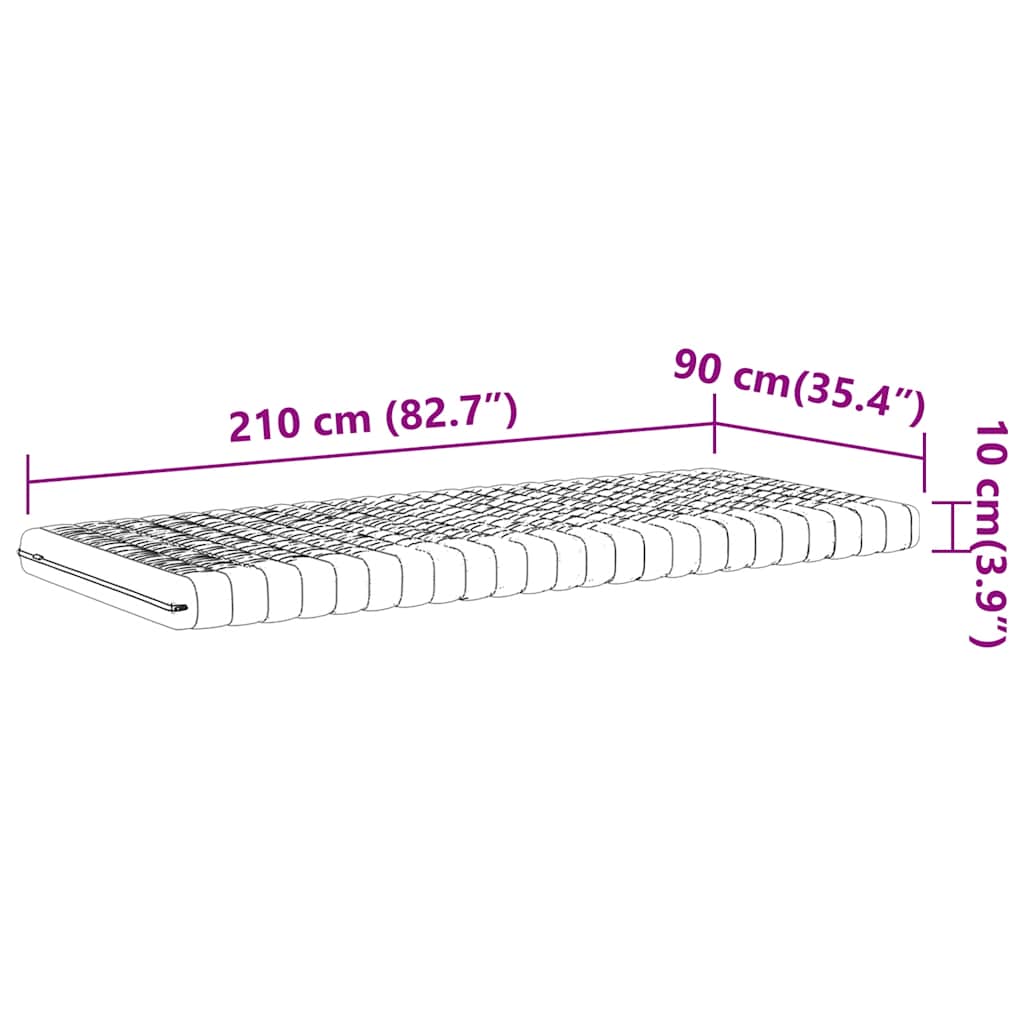Foam mattress, white, 90x210cm, 20ILD firmness, 7-zone