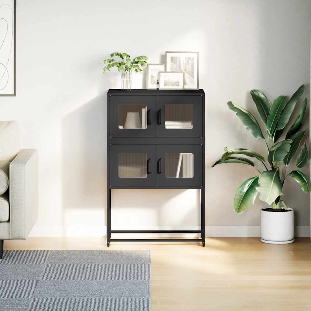 Highboard Black 68x39x107 cm Plienas