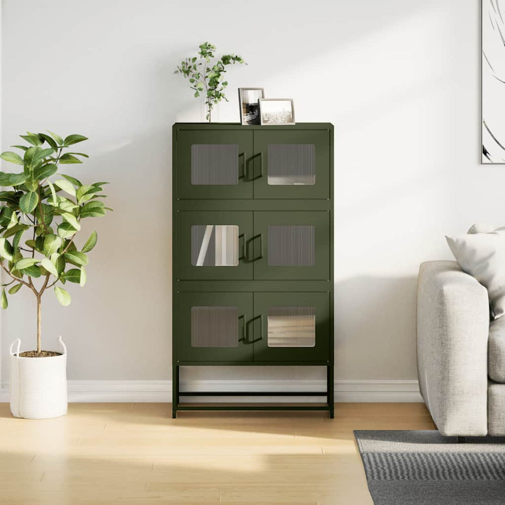 Highboard Olive Green 68x39x123 cm Plienas