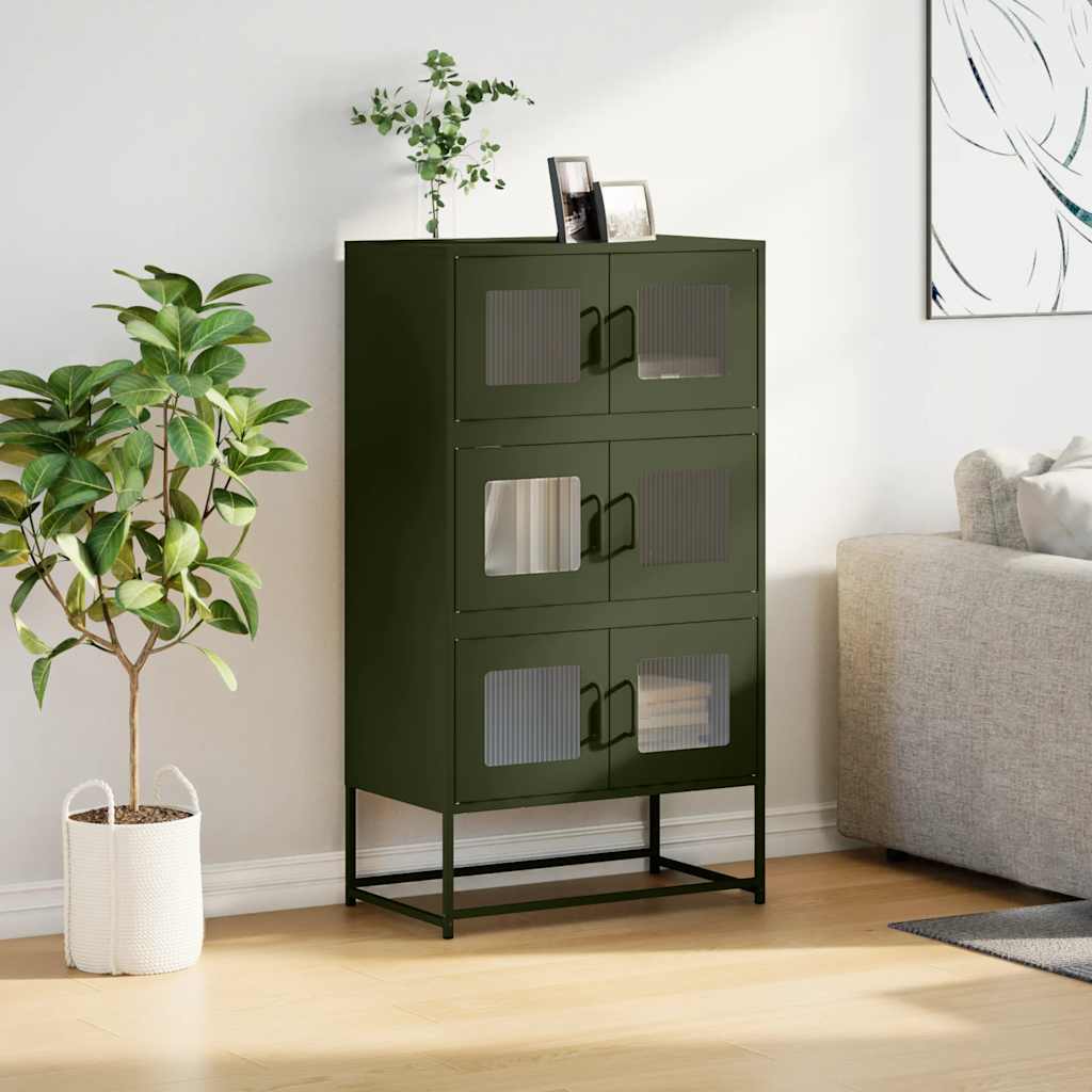 Highboard Olive Green 68x39x123 cm Plienas