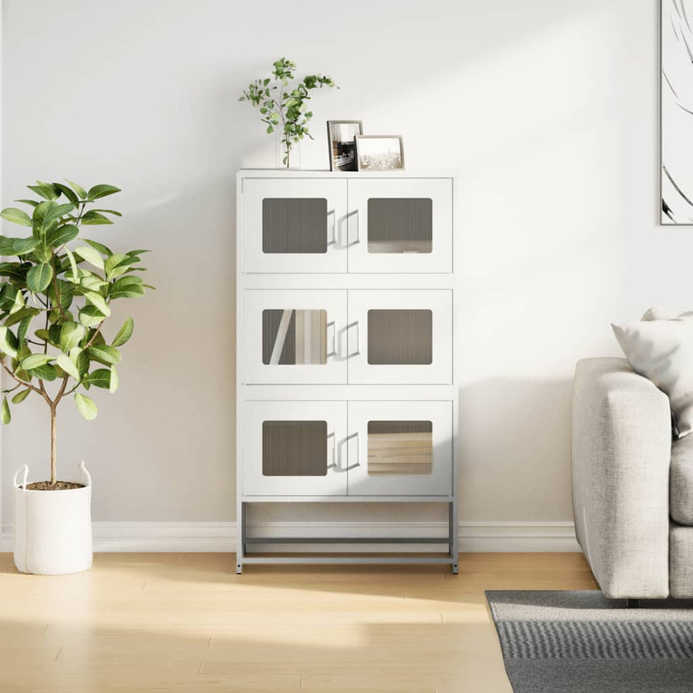 Highboard White 68x39x123 cm Plienas