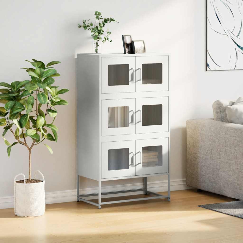 Highboard White 68x39x123 cm Plienas
