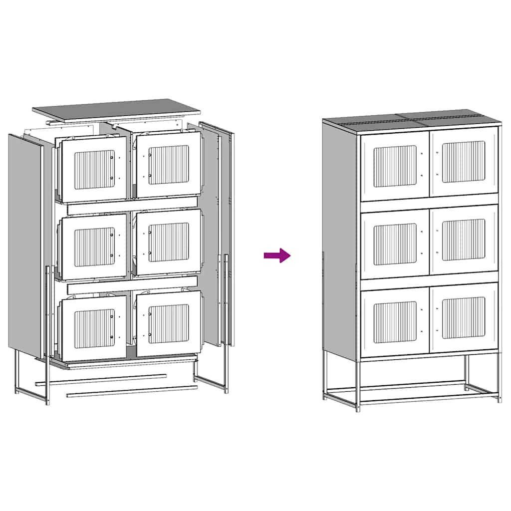 Highboard White 68x39x123 cm Plienas