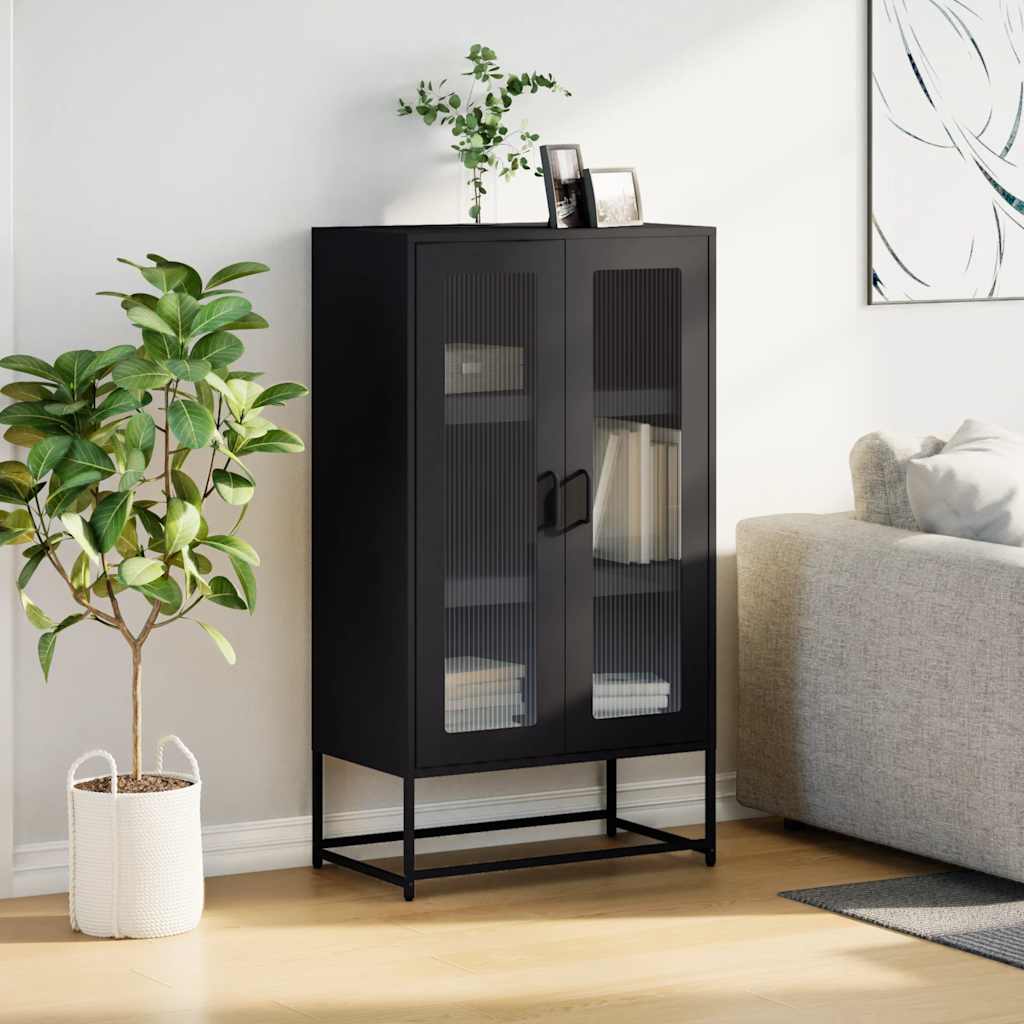 Chest of drawers, black, 68x39x123 cm, steel