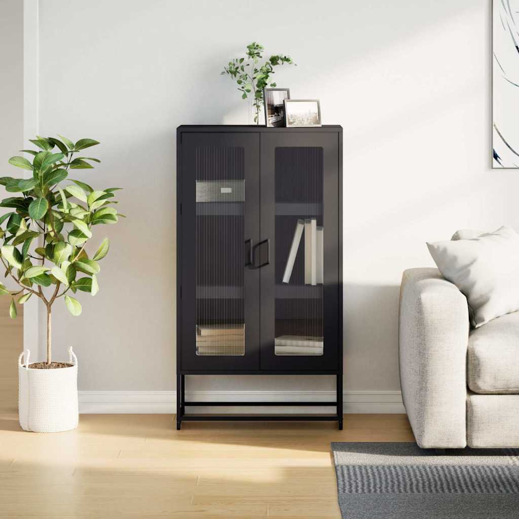 Chest of drawers, black, 68x39x123 cm, steel