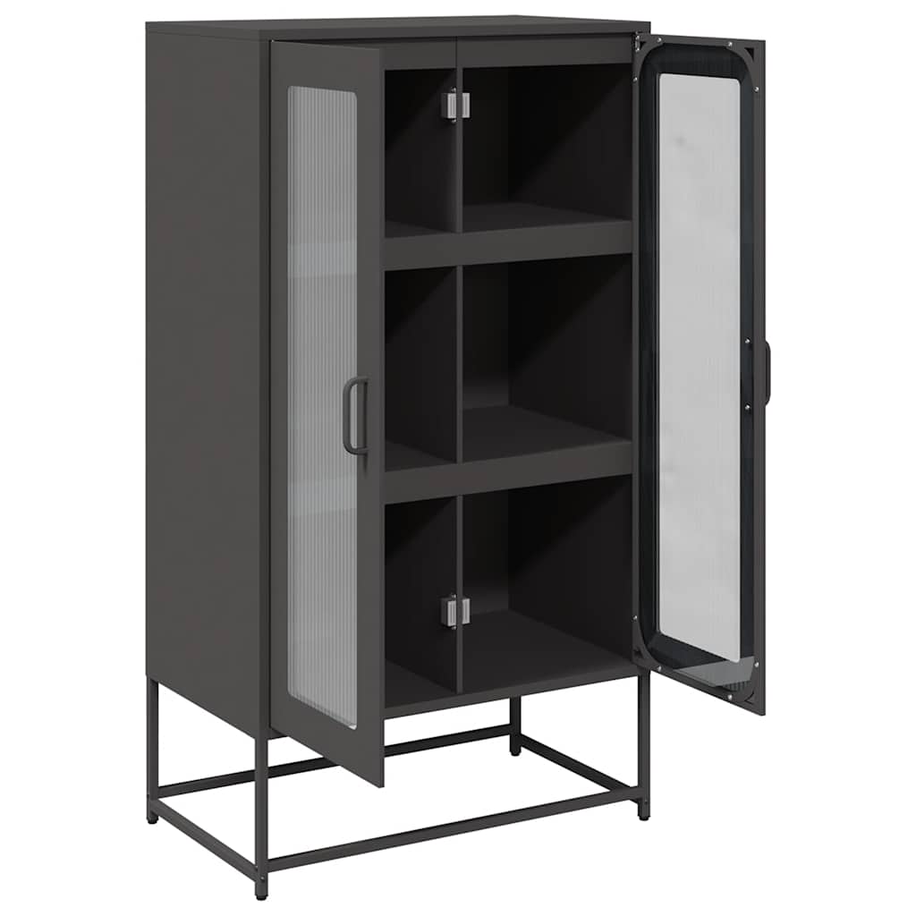 Chest of drawers, black, 68x39x123 cm, steel