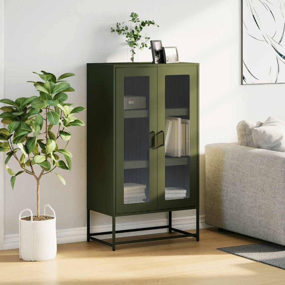Highboard Olive Green 68x39x123 cm Plienas