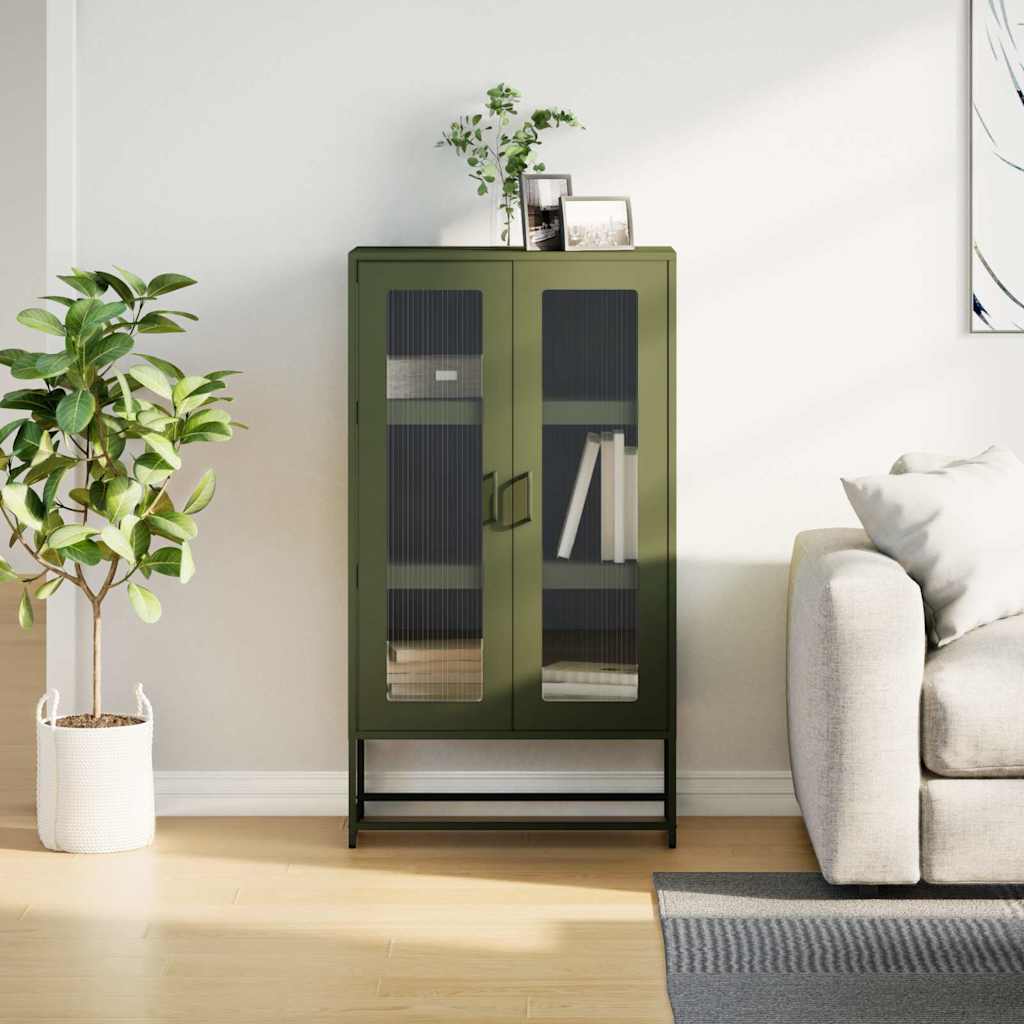 Highboard Olive Green 68x39x123 cm Plienas