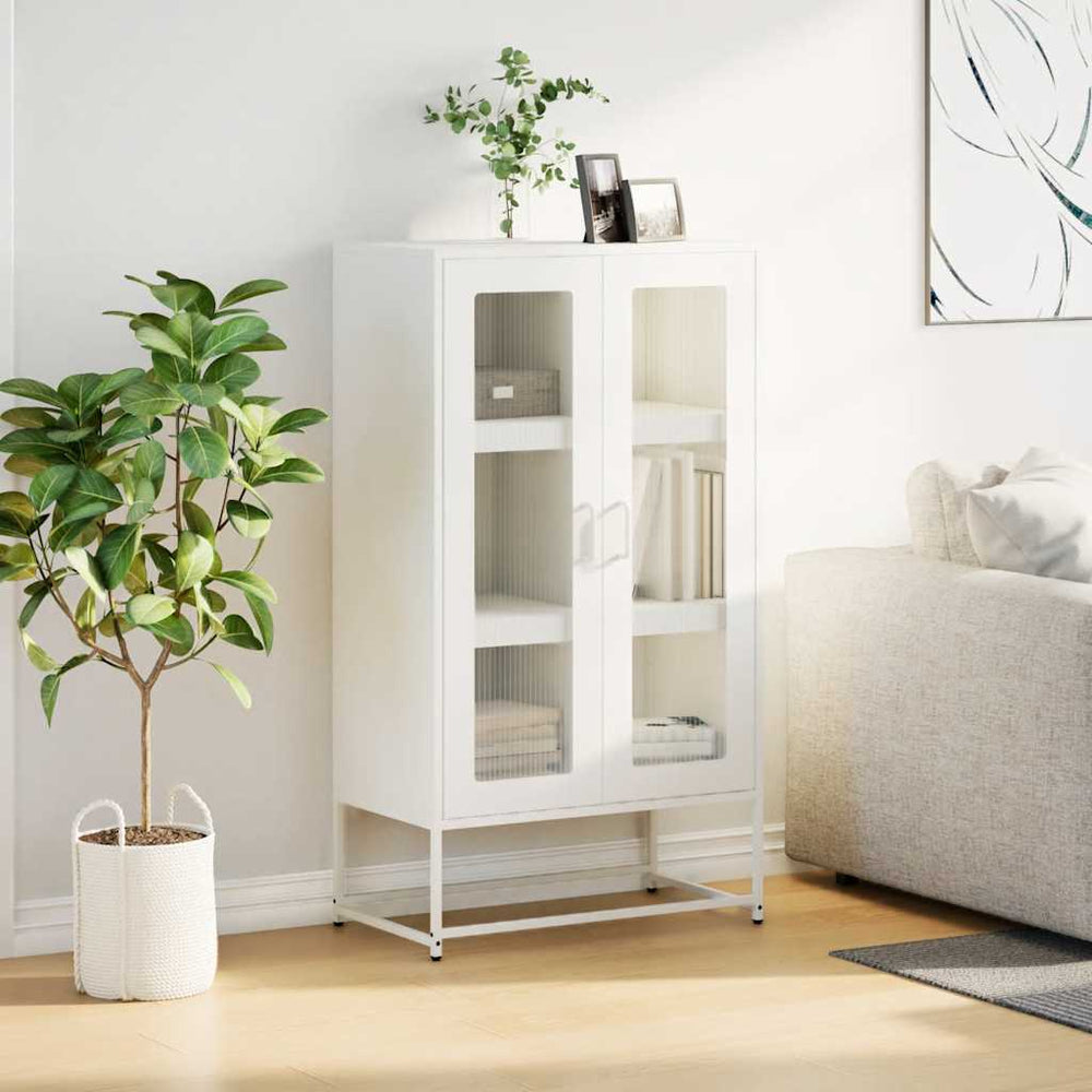 Highboard White 68x39x123 cm Plienas