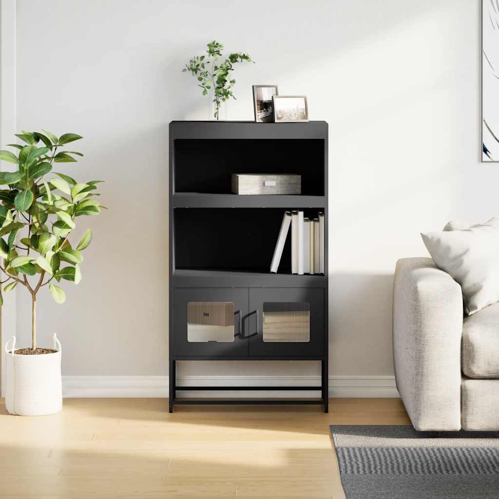 Chest of drawers, black, 68x39x123 cm, steel