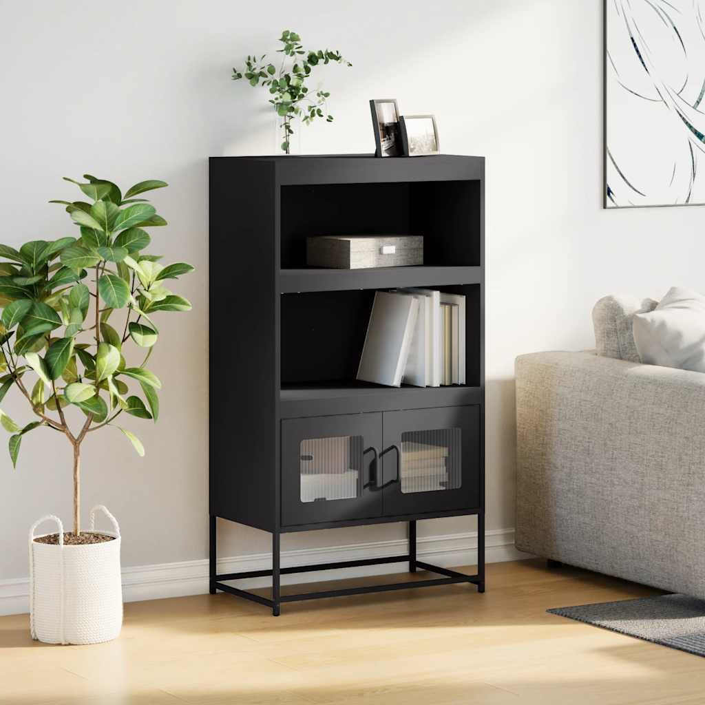 Chest of drawers, black, 68x39x123 cm, steel