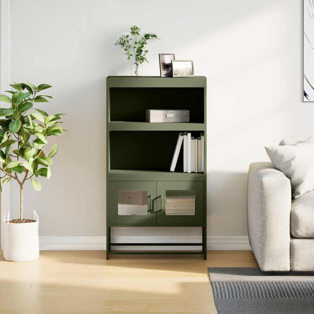 Highboard Olive Green 68x39x123 cm Plienas