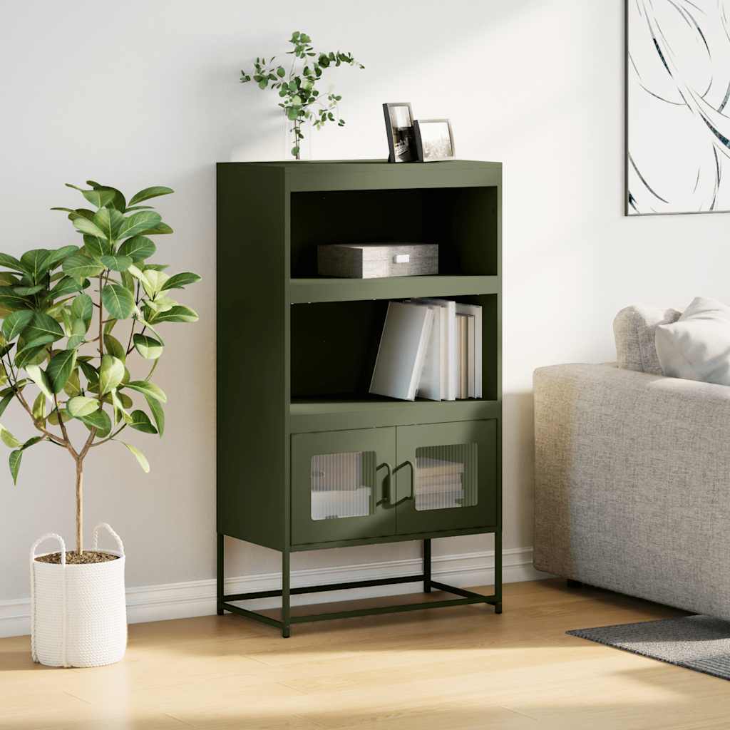 Highboard Olive Green 68x39x123 cm Plienas