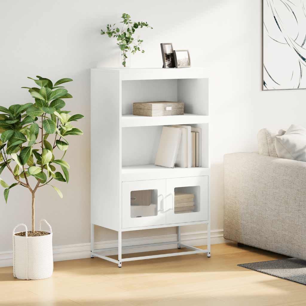 Highboard White 68x39x123 cm Plienas