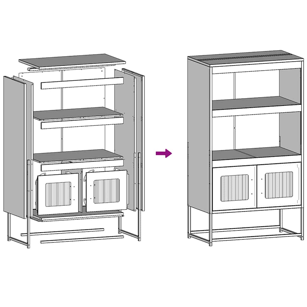 Highboard White 68x39x123 cm Plienas