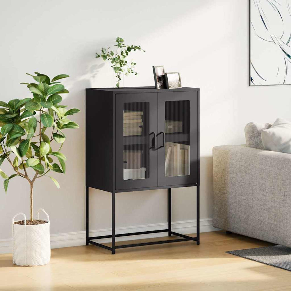 Highboard Black 68x39x107 cm Plienas