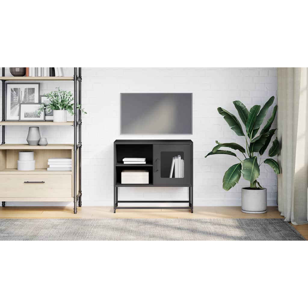 TV cabinet, black, 68x39x60.5cm, steel