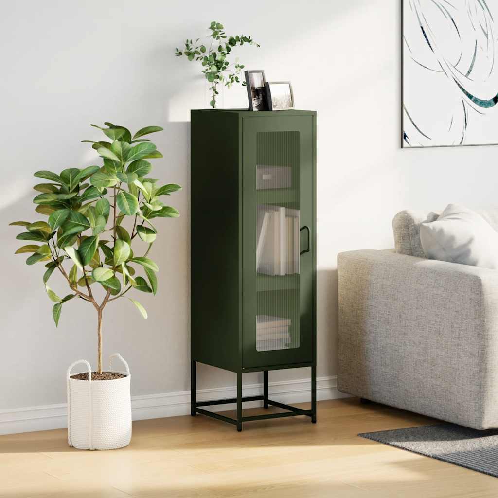 Highboard Olive Green 36x39x123 cm Šaltai valcuotas plienas