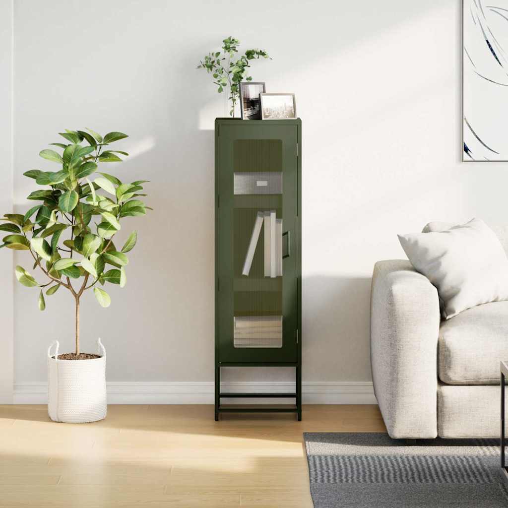 Highboard Olive Green 36x39x123 cm Šaltai valcuotas plienas