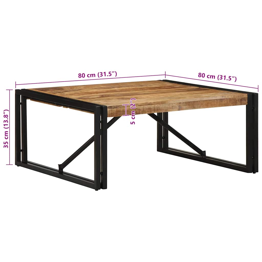 Kafijas galdiņš 80x80x35 cm Masīvkoks Rough Wood Mango