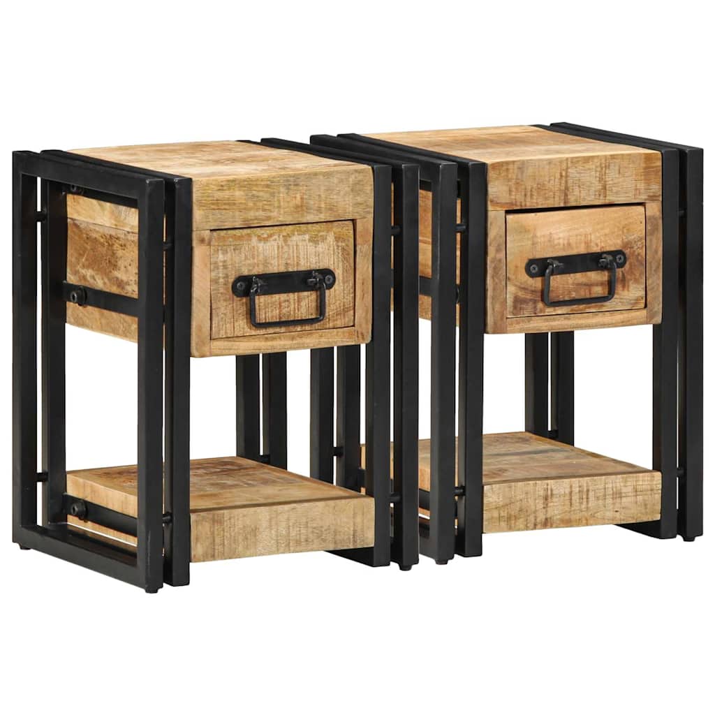 Naktiniai staliukai 2 vnt 40x40x40 cm Tvirtas mango medis