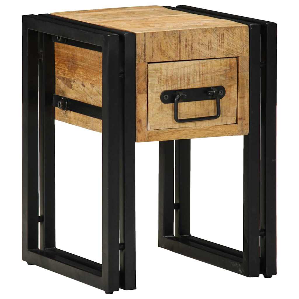 Side Table 30 x 30 x 40 cm Solid Mango Wood and Metal