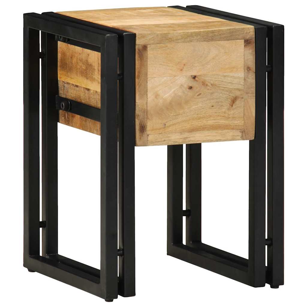 Side Table 30 x 30 x 40 cm Solid Mango Wood and Metal